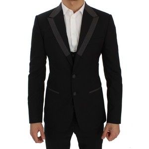 Dolce & Gabbana Black Wool Stretch Slim Blazer Jacket